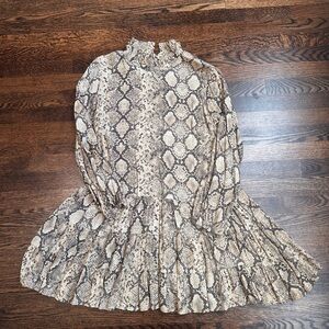 Zara Snake Print Long Sleeve Dress